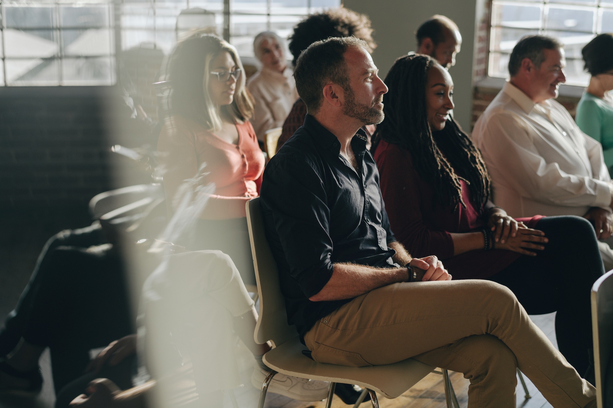 Diverse people in a seminar
